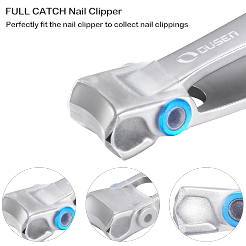 Nail Clippers with Catcher - Anti Splash Wide Jaw Opening Thick Toenail Clippers for Seniors | Self-Collecting Fingernail Cutter Heavy Duty Toe Nail Clippers for Men&Women | Silver | L&S - color: Silver (L + S)