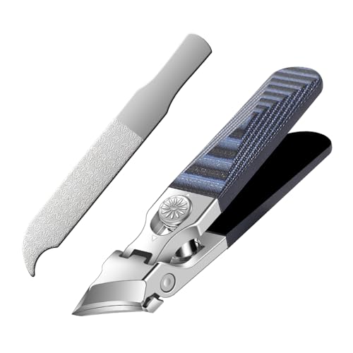 Wide Jaw Opening Anti-Splash Nail Clipper, Eagle Beak Beveled Nail Clippers，G10 Long Handle Angled Head Toenail Clippers for Thick Nails (Straight Blue B) - color: Straight Blue B