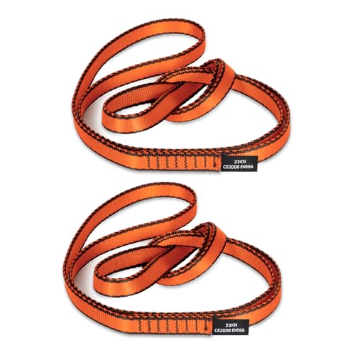 18MM Nylon Climbing Sling Runner 23KN CE2008/EN566 Strong Webbing Straps for Rock Climbing,Mountaineering, Rappelling, Swing, Yoga Hammock etc - color: Orange, size: 90cm/ 35inch |Pack of 2