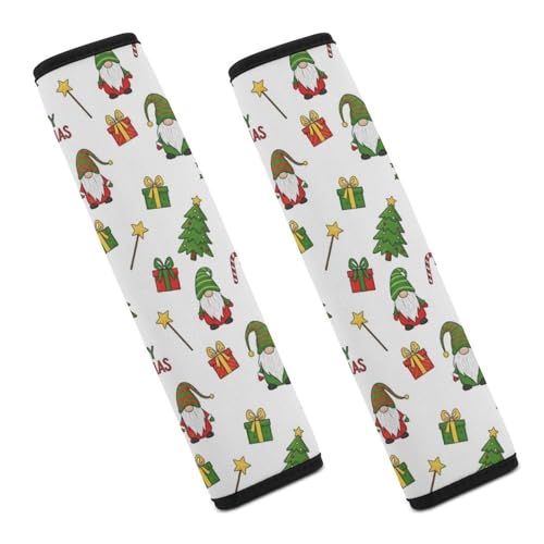 Universal Soft and Comfortable Seat Belt Cover for Child, Most Cars, 2 Piece Gnome Merry Chrismas Shoulder Protector Comfortable Driving - color: Pattern 1090