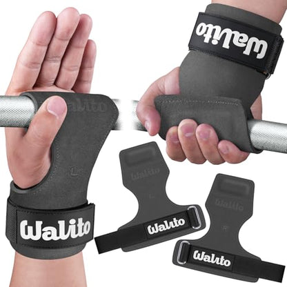 Weight Lifting Wrist Strap，Double Layer Leather Wrist Wraps with Neoprene Padding for Weightlifting & Deadlifts – Adjustable Gym Straps for Men & Women - color: Grey