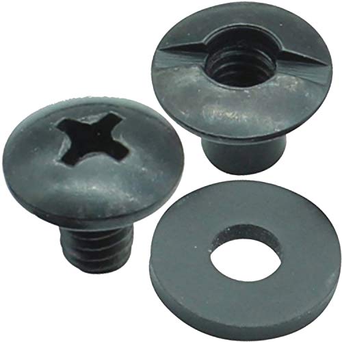 Black Chicago Screw - Thru Hole Binding Post Kit 1/8, 1/4, 3/8, 1/2 Inch Machine Screw Fasteners + Rubber Washers, QuickClipPro Kydex Leather Holster Sheath - size: 1/4" Flat Head - 25 Pack
