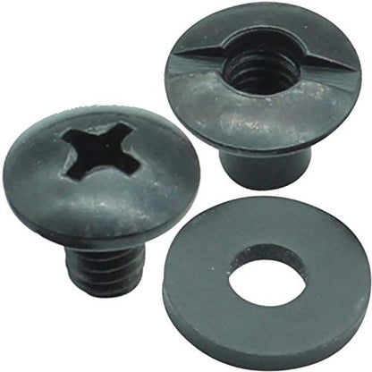 Black Chicago Screw - Thru Hole Binding Post Kit 1/8, 1/4, 3/8, 1/2 Inch Machine Screw Fasteners + Rubber Washers, QuickClipPro Kydex Leather Holster Sheath - size: 1/2" - 10 Pack