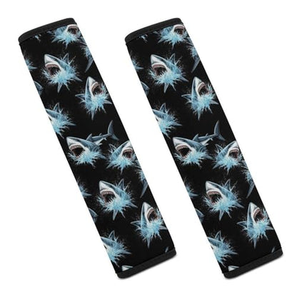 2 Piece Soft Padded Car Seat Belt Pad for Elderly Support, Stroller Pushchair High Chair, Black Sharks Shoulder Harness Cover, Shock Absorption - color: Pattern 1199