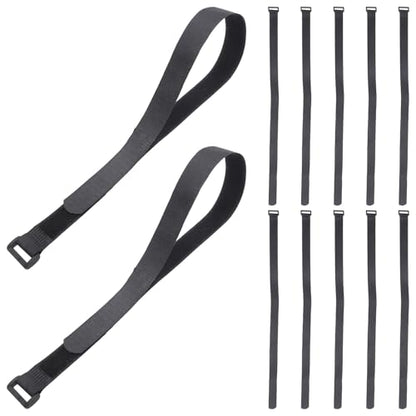 SUPVOX 12pcs Dark Fastening Loop Straps 25mm X 600mm Adjustable Elastic Cord Management Bands with Buckle for Yoga Mat Carrying and Equipment Securing