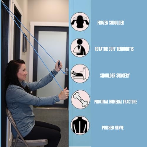 RangeMaster BlueRanger Over the Door Shoulder Pulley, Pulley for Physical Therapy, Aids Pain Free Range of Motion in Frozen Shoulder, Adjustable Cleated Handles, Metal Bracket (FSA/HSA) | Adjustable Cleated Handles | Physical Therapy Equipment | Supports