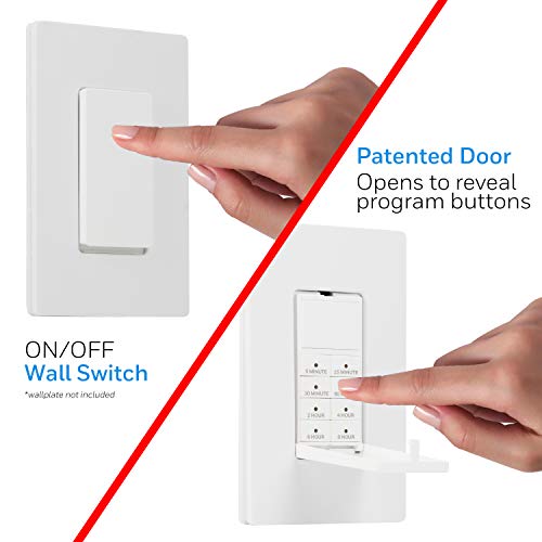 UltraPro Countdown in-Wall Digital Timer Switch, 8 Presets, On/Off Button | 8 Countdowns from 5min to 8hrs, Manual Override, Wall Plate Not Included, Ideal for Bathrooms, Neutral Required - style: Push Button Timer
