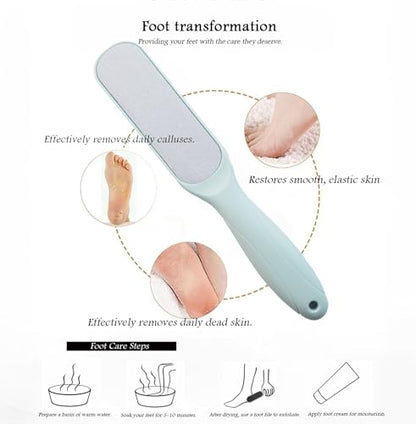 Dual-Sided Professional Pedicure Foot File - Stainless Steel Callus Remover for Hard Skin, Dry and Wet Use, Home or Salon Care, 2 Pack (Green & Pink) - color: Green & Pink