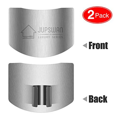 Jupswan Finger Guards for Cutting Kitchen Tool Stainless Steel Finger Guard Finger Protector Avoid Hurting When Slicing and Dicing 2 Pack - color: Silver
