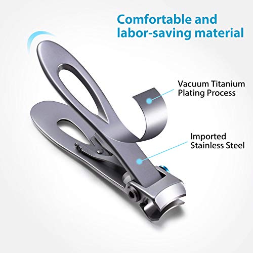 Mudder 2 Pieces Oversized Thick Nail Clippers for Tough Toenails Fingernails Stainless Steel Fingernail Clipper Ultra Wide Jaw Sharp Trimmer Ingrown Manicure Pedicure Men Women Elder, 2 Size(Sliver)
