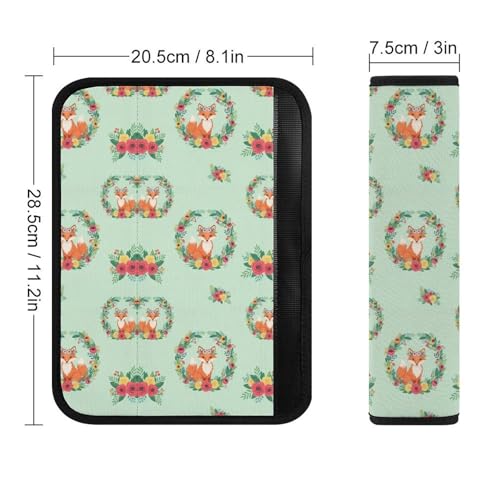 2PCS Flower Fox Print Seat Belt Cover Breathable Seat Belt Cushion for Adults and Children, All Vehicles, Comfortable Driving - color: Pattern 270