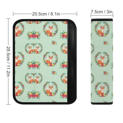 2PCS Flower Fox Print Seat Belt Cover Breathable Seat Belt Cushion for Adults and Children, All Vehicles, Comfortable Driving - color: Pattern 270