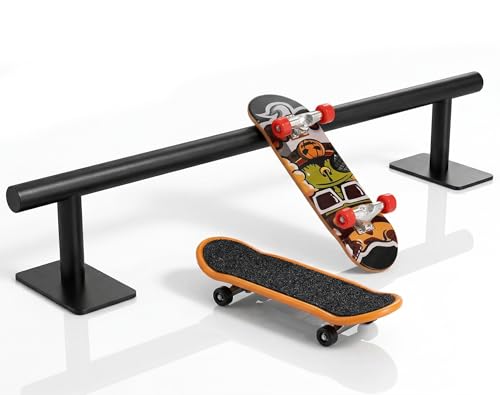 Fingerboard Rail 11" Metal Round Grind Rail Non-Slip Stable Base for Smooth Slides & Grinds Fingerboard Trick Training Obstacle Fits Tech Deck Mini Skate Park & Desk Setup