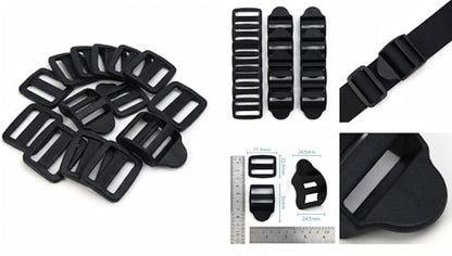 Ladder Lock Tri Glide Slide - Adjustable Strap Clips for Backpack/Gear Straps - Fits 3/4",1",1-1/4",1-1/2",2" Webbing - color: 10-pack for 3/4" Webbing