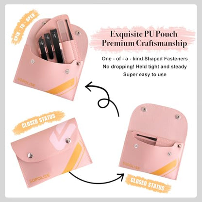 Manicure Set, 5 Piece Nail Care Kit with Carbon Steel Tools (Cuticle Nipper, Small & Large Nail Clippers, Ear Pick, Glass File), Portable Grooming Pouch, Manicure Set Nail Clippers(Pink) - color: Pink