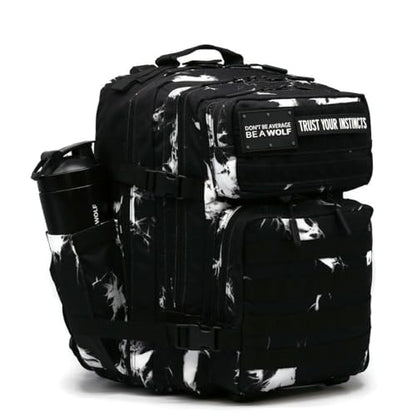 WOLFpak 35L Athletic Gym Backpack - Durable 1000D Waterproof Oxford Material with MOLLE Webbing, Laptop Pocket - color: Black Lightning
