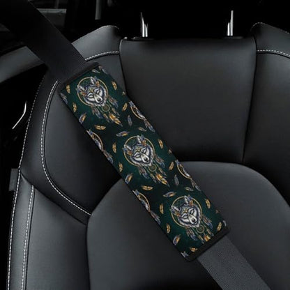 Universal Soft and Comfortable Wolf Dream Catcher Black Seat Belt Shoulder Pad for Kids, Most Cars, 1 Pair Seat Belt Covers Cushion Anti-Slip Pad - color: Pattern 136