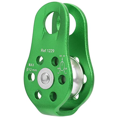 20KN Outdoor Climbing Pulley, Aluminum Side Swing Pulley, Climbing Pulley for Climbing Aloft Work Rappelling Rescue - size: Green