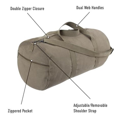 Rothco Heavy-Duty Canvas Shoulder Duffle Bag - Rugged Travel Gym Gear Equipment Bag - color: Charcoal Grey, size: 19 Inches