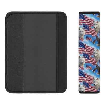 Soft Padded Seat Belt Cover for Girls and Boys, Stroller Pushchair High Chair, 2 Piece Wolves Eagles Wolf American Flag Shoulder Protector Anti-Slip Pad - color: Pattern 778