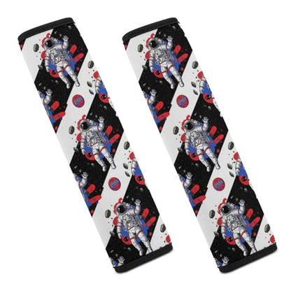 Universal Soft and Comfortable Seat Belt Shoulder Pad for Adult Use, Most Cars, 1 Pair Astronaut Space Astronaut Harness Pads Strap Anti-Slip Pad - color: Pattern 682