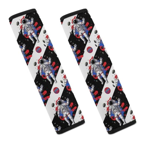 Universal Soft and Comfortable Seat Belt Shoulder Pad for Adult Use, Most Cars, 1 Pair Astronaut Space Astronaut Harness Pads Strap Anti-Slip Pad - color: Pattern 682