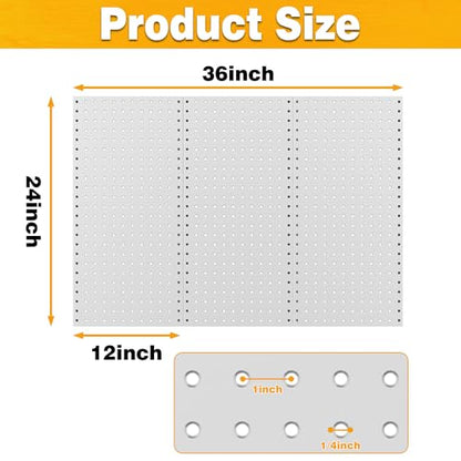 Pegboard Smith Metal Pegboard Panels 12" x 24", 3 Pack Grey Wall Mounted Tool Organizer Boards, Heavy Duty Tool Storage Peg Board for Garage, Workbench, Office, Fits 1/4" Peg Hooks - style: 3 Pack Grey Panels