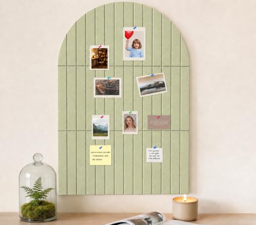 Large Arched Felt Bulletin Board 35" x 24",Cork Board Alternative - 6 Customized Felt Wall Tiles with Push Pins, Cork Boards for Walls Pin Board for Office & Home Panels - Sage Green - color: Sage Green