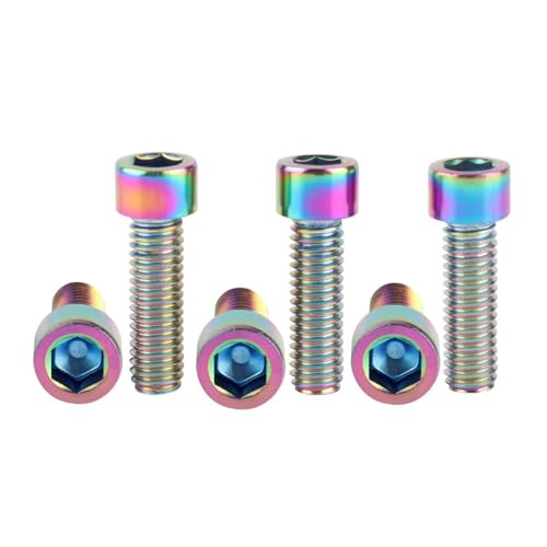 6Pcs Bike Screws M6x10 12 16 18 20 25 30 35mm Stainless Steel Socket Head Cap Allen Hex Bolt (Ranibow, M6 x25mm) - color: Ranibow, size: M6 x25mm