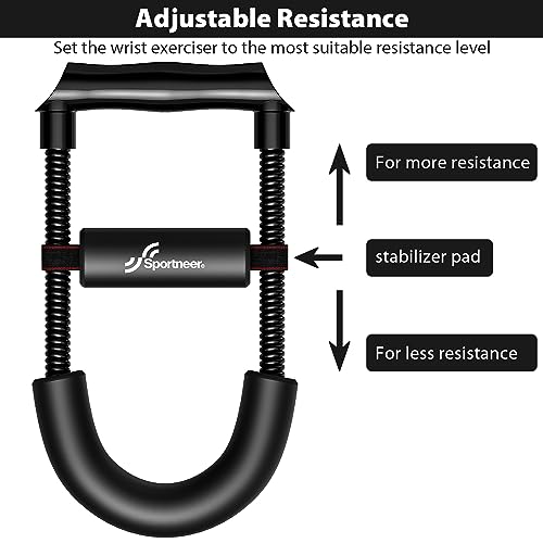 Sportneer Forearm Strengthener Wrist Exerciser with Adjustable Tension | Improving Strength Forearm Wrist- Hand Developer Arm Grip Workout Strength Trainer Home Gym Workout for Starter and Pro - style: Tension: 7kg/15.5 lbs - Length: 10.1"