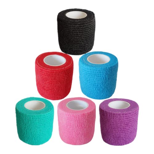 Baisunt 6 Pack 2 Inches Cohesive Bandage Self Adhesive Wrap Elastic Self Adherent Vet Wrap Breathable Self Stick Tape for Wrist, Ankle, Sports, Tatoo Wrap(5 Yards, Multi Colors) - color: Multi Colors, size: 2 Inch