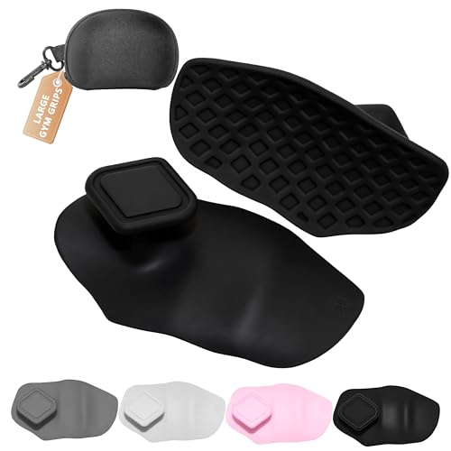 Silicone Gym Grips for Weight Lifting,Workout Gloves Alternative | Anti Slip Gym Workout Grip for Women Men,Rubber Gym Hand Grips-Weightlifting Grips Pad for Barbell,Pull Up,Ryptfit,Training - color: black, size: Large