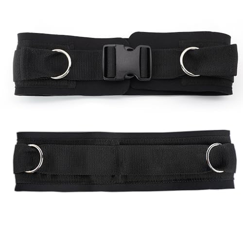 LOOEEL Adjustable Waist Belt Soft Neoprene Padded Belt with 2 Movable Rings for Cable Machines Fitness Exercise Speed Agility Resistance Training