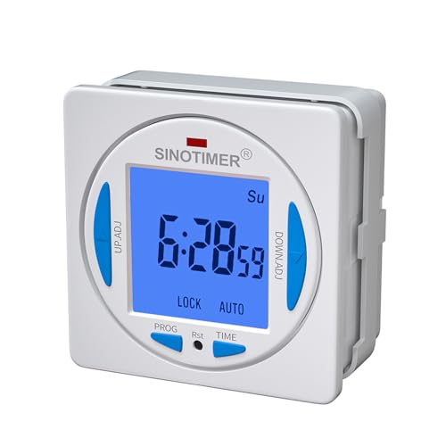 Ultra LCD Display 7 Days Programmable Digital Timer Switch Second Interval with 4 Connecting Wires (Blue Backlights), Panel Mounted with Enclosure. - size: Input 85-265VAC