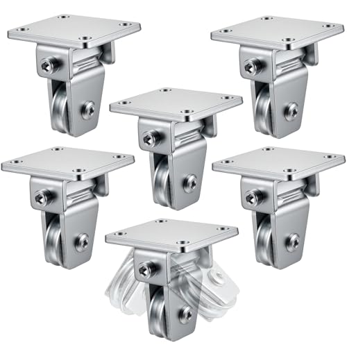 Hicarer 6 Pcs 1-3/8" Groove Cable Pulley Rotation Traction Wheel for Wall Ceiling Mount, Heavy Duty Pulley Block Roller System Duplex Bearing Silent for Rope Lifting Gym Equipment Sliding Gate, 330lb