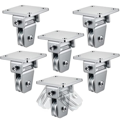 Hicarer 6 Pcs 1-3/8" Groove Cable Pulley Rotation Traction Wheel for Wall Ceiling Mount, Heavy Duty Pulley Block Roller System Duplex Bearing Silent for Rope Lifting Gym Equipment Sliding Gate, 330lb