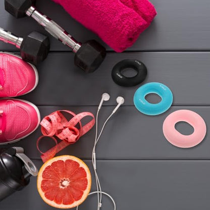 Kisangel 3pcs Hand Grip Strength Trainer Rings Set, Silicone Hand Exerciser 20-80lb Resistance Levels, Finger Rehabilitation and Strength Training Tool for Fitness, Therapy, and Climbing