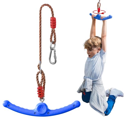 Ninja Swing-Twister 360° Spin Handle: Kids Slackline Accessories & Swing Attachment - Activate Ninja Powers with Epic Twist-Spin Flips! (Blue - Backyard/Playground Hang Toy) - color: Blue