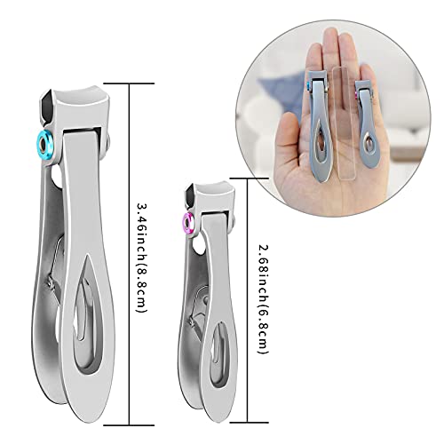 Nail Clippers Set,Fingernail Toenail Clippers for Thick Nails,Nail Clipper for Adult Men Women Seniors - size: Silver with carry sack