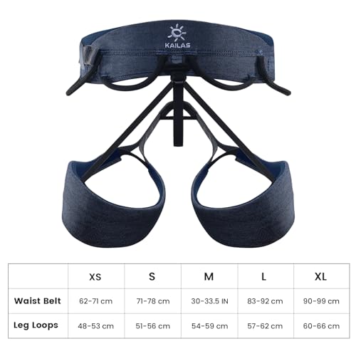 KAILAS Airo Rock Climbing Harness Men Roofing Harness Safety Belt Mountaineering Rappelling Harness Women Adjustable - color: Kids Blue, size: X-Small-Small