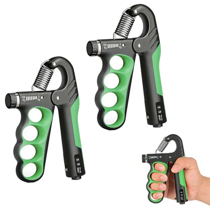 Hand Gripper Strengthener, 11-220LBs Adjustable Resistance Grip Strength Trainer with Counter, Forearm Exerciser for Injury Recovery and Muscle Building - color: Green-2PCS