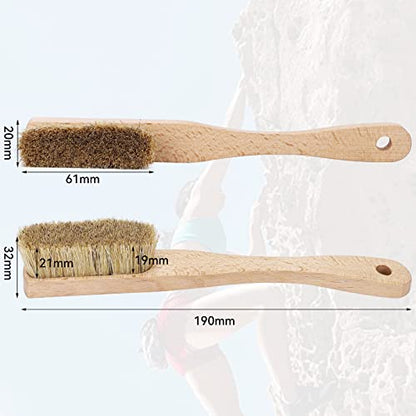 Premium Rock Climbing Brush with Thick Ultra Durable Boar's Hair Bristles, Bouldering Brush with Strong Handle, Uni-Sex Boulder Brushes as Rock Climbing Gift (CJ-CB2010A + CJ-CB2045B)