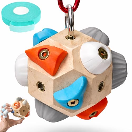 Handcrafted Solid Wood Climbing Boulder Block – Finger Strength Trainer with Custom Routes, Portable Grip Training & Stress Relief Toy, Includes Climbing Keychain & Finger Tape Gift