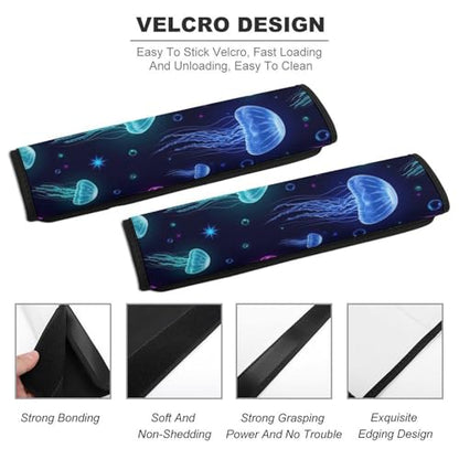 1 Pair Fantasy Purple Beautiful Jellyfish Star Print Car Seat Straps Shoulder Pads Soft Padded Harness Pads Strap for Adult Use, Stroller Pushchair High Chair, Comfortable Driving - color: Pattern 9