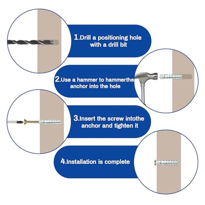 100 Pcs M3 M6 Tree Shaped Steel Hollow Wall Anchor with Screws, Metal Expansion Screws for Concrete and Drywall, Loose Hinge Hole Repair Kit - size: M3/6-100 Pcs
