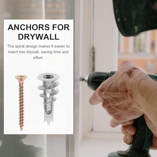20 Sets Hollow Wall Anchors and Screw Kit with Spiral Design for Secure Fixing, Zinc Alloy and Iron Material, for Hanging Bathroom and Kitchen Accessories