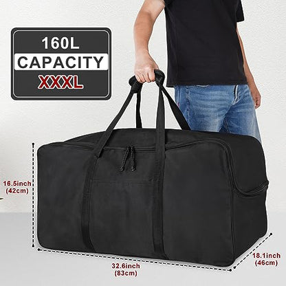 Extra Large Travel Duffle Bag - Heavy Duty Sports Gym Equipment Bag for Traveling & Camping (Black, 32.6-Inch)