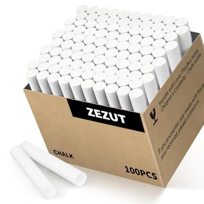 White Chalk 100PCS, Low Dust Chalks Stick Bulk for Chalkboard Blackboard Non-Toxic - color: White