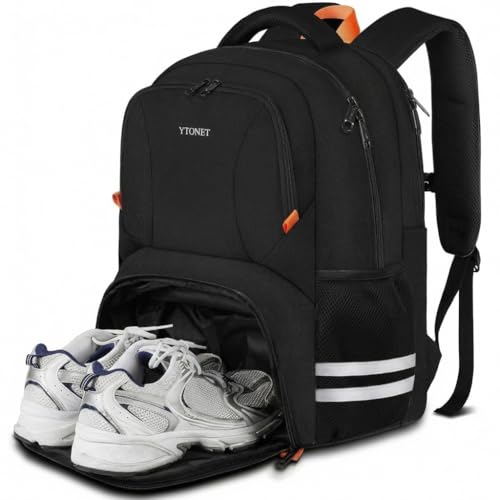 Ytonet Gym Backpack for Men Women, Travel Sports Backpack | with Shoe Compartment Large Water Resistant Workout Bag Fits a 17.3-Inch Laptop for College Hiking Black - color: Black, size: 17.3 inch