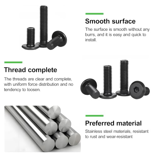 26Set Crib Screws Set, Bolts, Nuts and Wooden Dowel Pins Kit,Hex Socket Cap Furniture Screws&Barrel Nuts for Beds Furniture Headboards Crib Hardware Replacement Kit, M6x20/30/40/60/70/80mm Wrench - size: Black-M6x20/30/40/60/70/80mm-26 Sets
